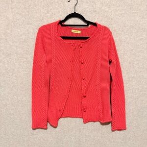 Elegant Coral Button-Up Cardigan